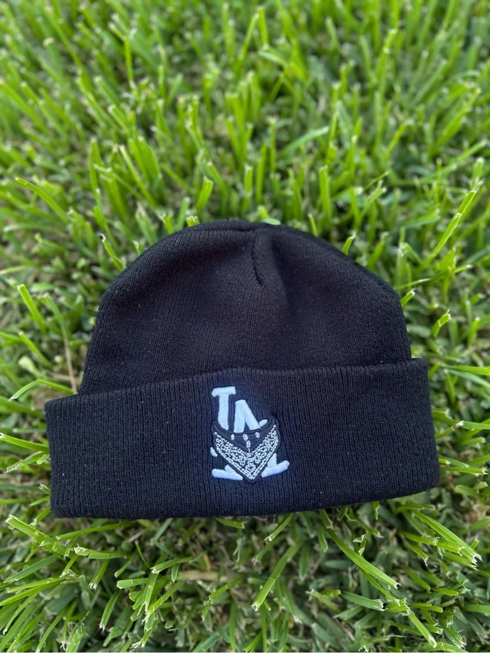Los Angeles Dodgers Black Beanie With Bandanna Size Medium